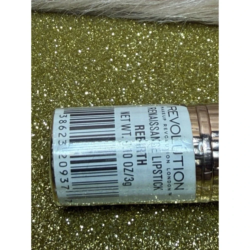 Revolution Renaissance Lipstick Rebirth • Peachy Pink Nude • Luxe Rose‑Gold Tube